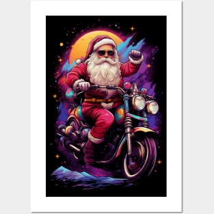 Santa through Space on Bike Posters and Art